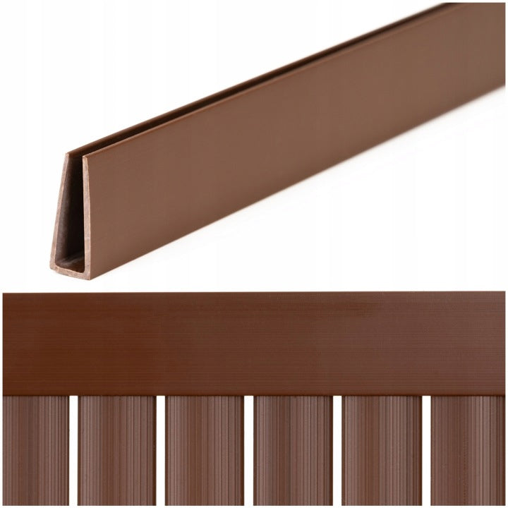 Profil mascare PVC pentru panou de gard, 100 cm, protectie margine, maro