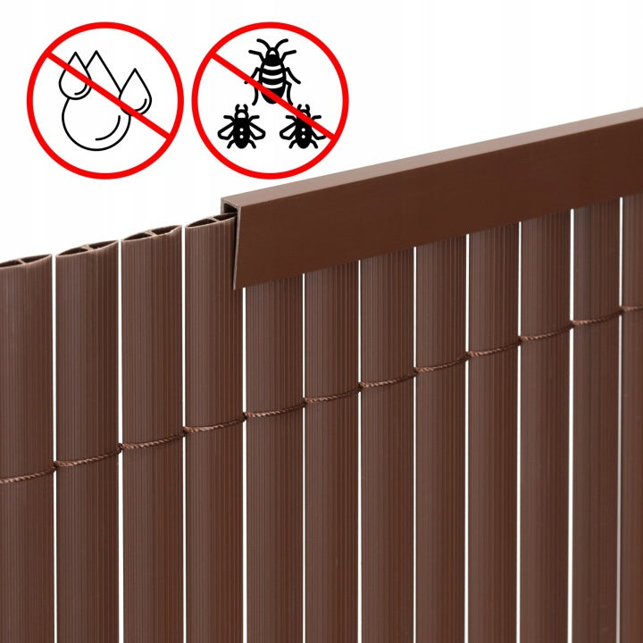Profil mascare PVC pentru panou de gard, 100 cm, protectie margine, maro