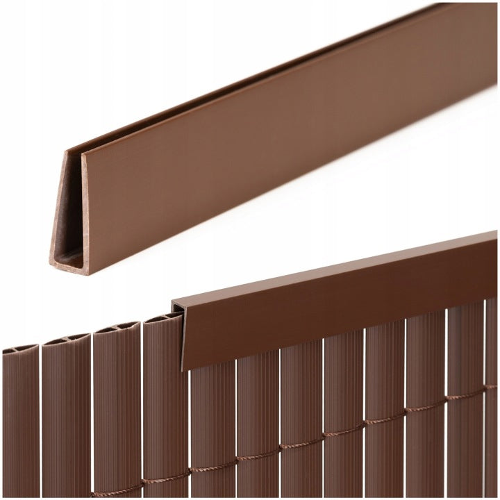 Profil mascare PVC pentru panou de gard, 100 cm, protectie margine, maro