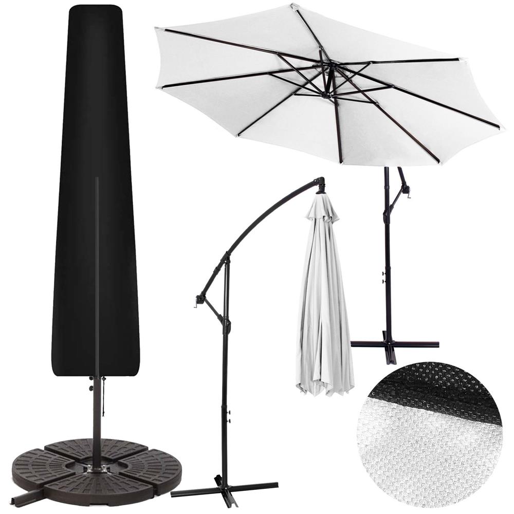 Husa protectie pentru umbrela de gradina, impermeabila, cu fermoar si snur reglabil, 265 cm, negru