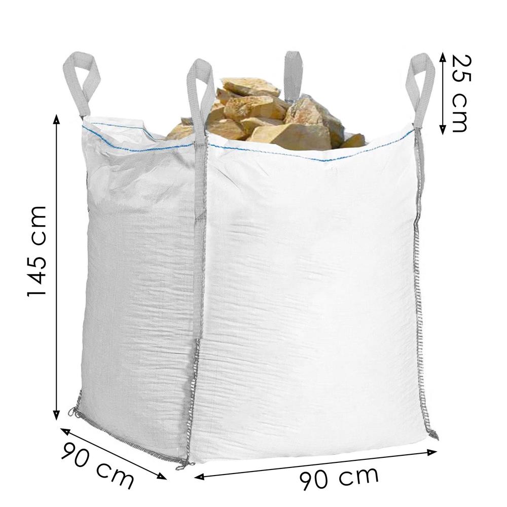 Sac gradina big bag pentru frunze si deseuri vegetale, 1200 L, 1000 kg, 90x90x145 cm, alb