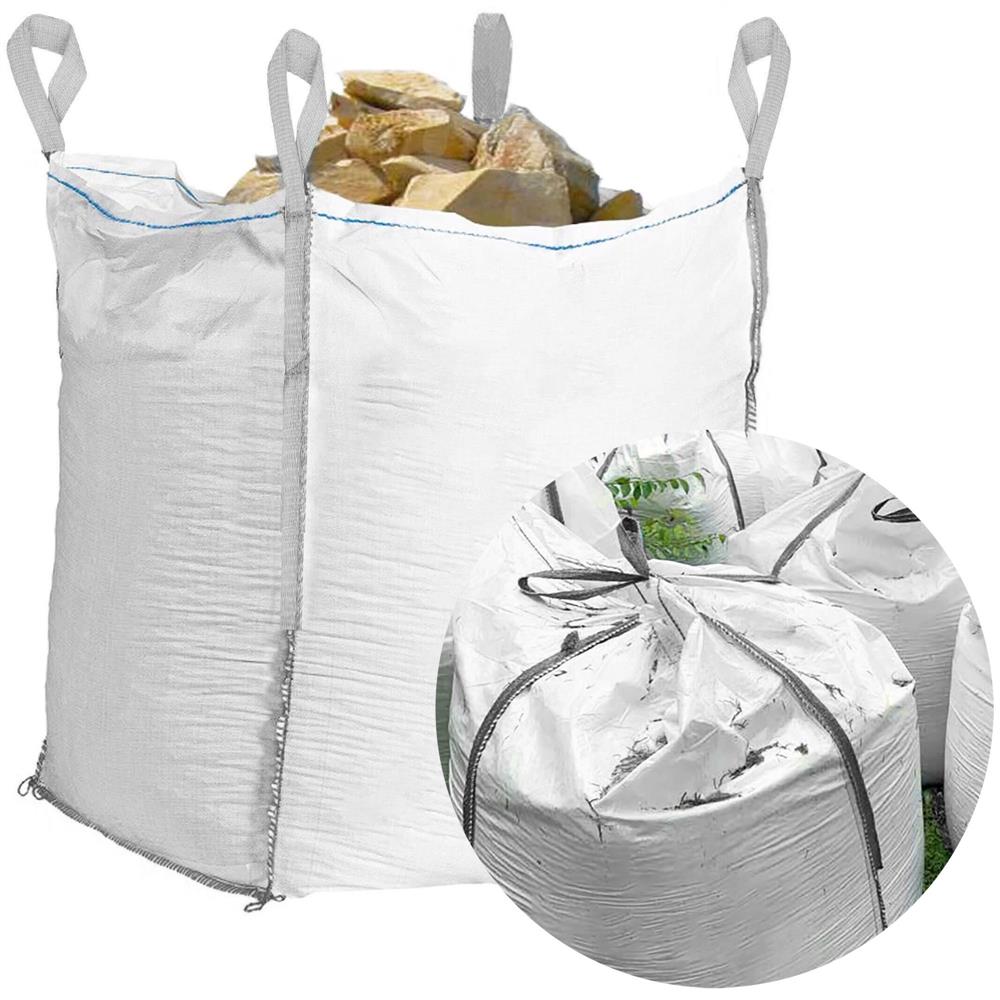 Sac gradina big bag pentru frunze si deseuri vegetale, 1200 L, 1000 kg, 90x90x145 cm, alb