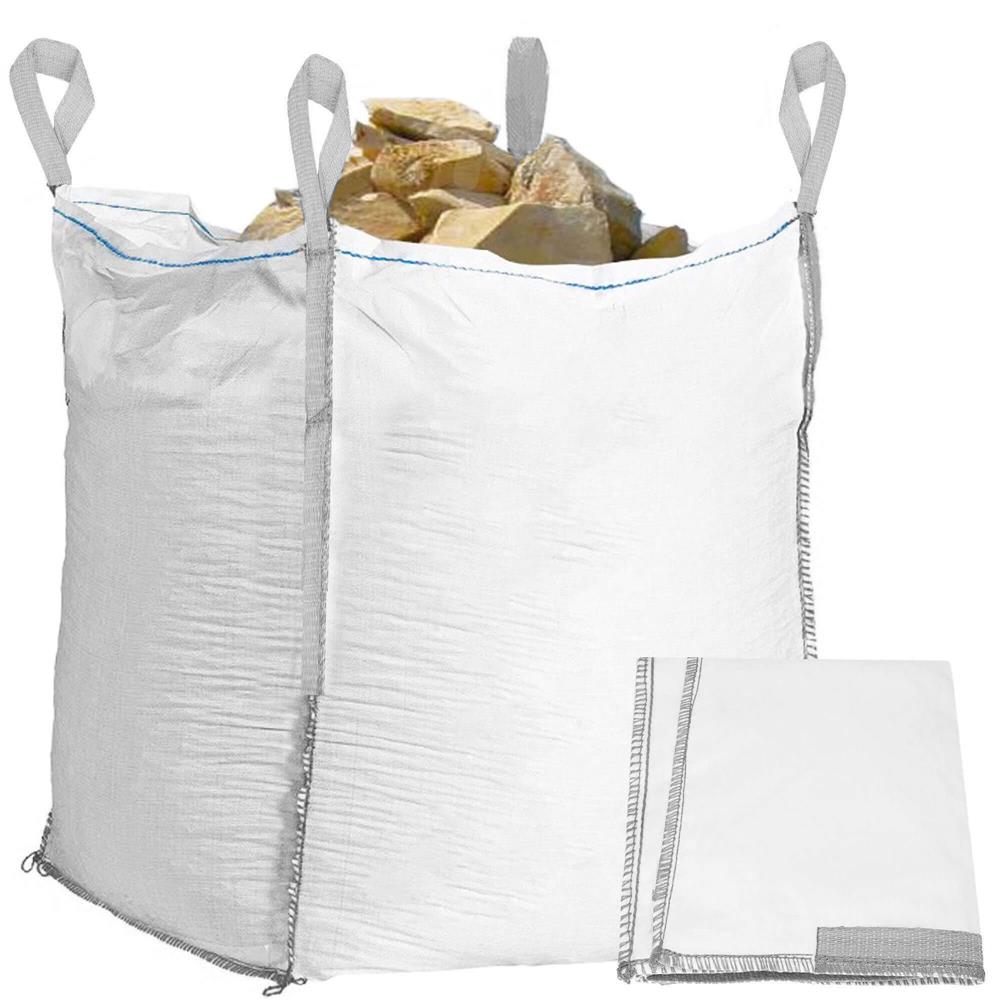 Sac gradina big bag pentru frunze si deseuri vegetale, 1200 L, 1000 kg, 90x90x145 cm, alb