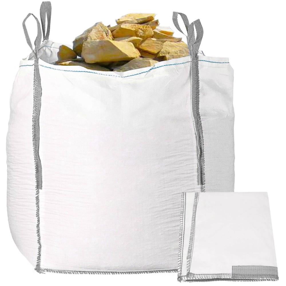 Sac gradina big bag pentru frunze si deseuri vegetale, 1200 L, 1000 kg, 90x90x145 cm, alb