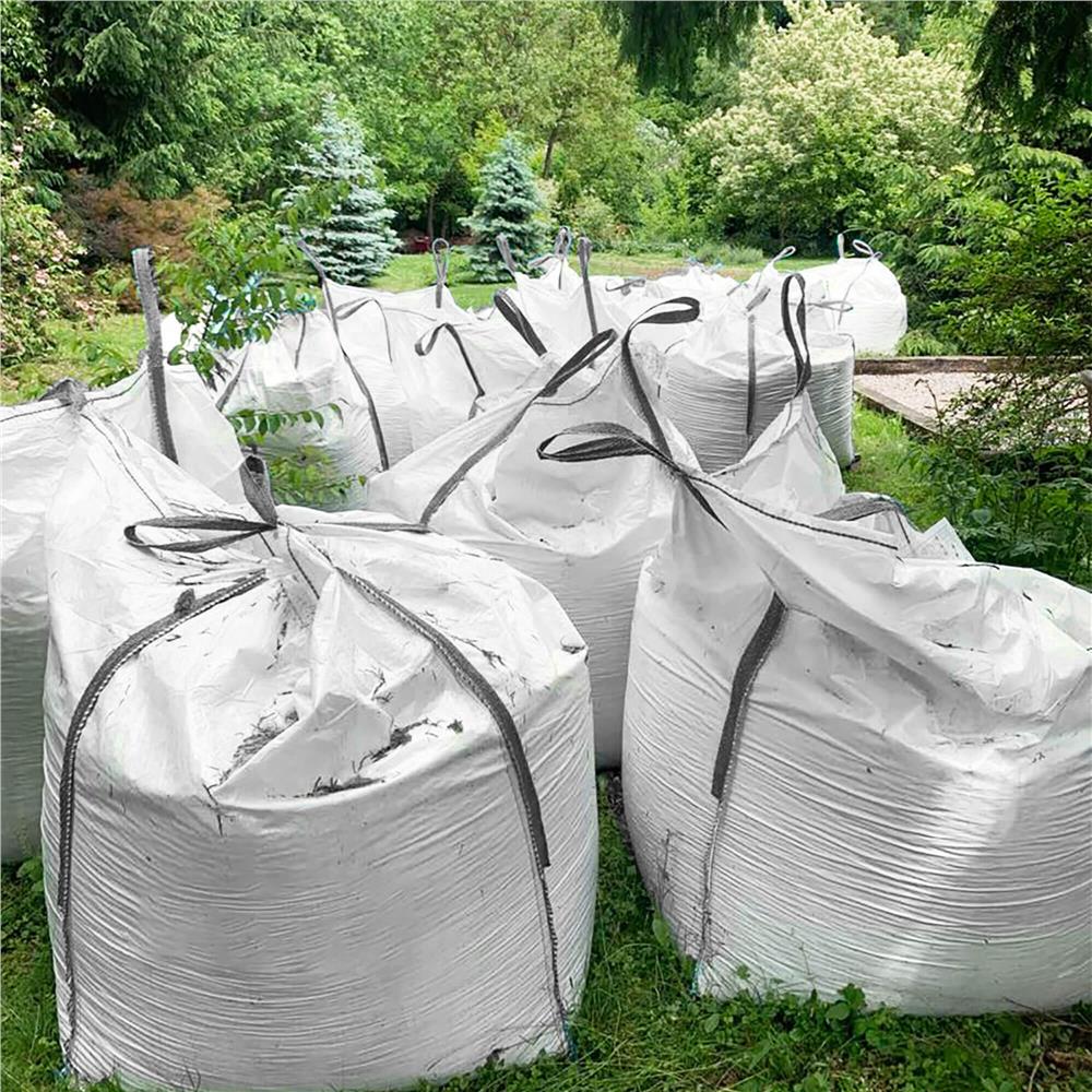 Sac gradina big bag pentru frunze si deseuri vegetale, 1200 L, 1000 kg, 90x90x145 cm, alb