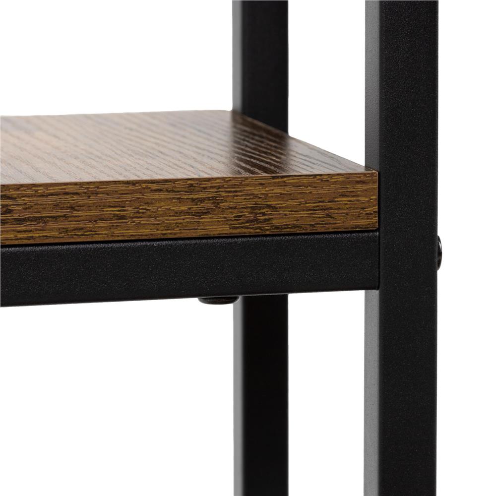 Etajera cu 4 rafturi din metal si MDF, 51x34x67 cm, negru si maro