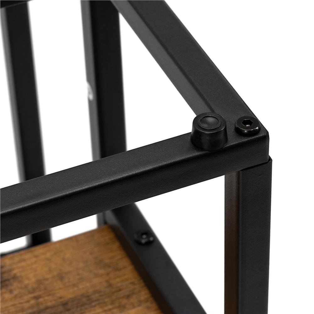 Etajera cu 4 rafturi din metal si MDF, 51x34x67 cm, negru si maro