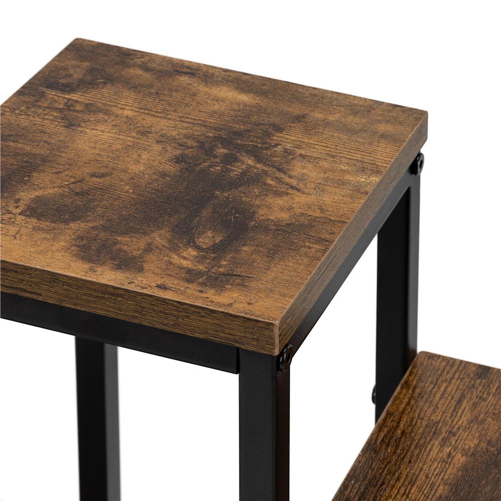 Etajera cu 4 rafturi din metal si MDF, 51x34x67 cm, negru si maro