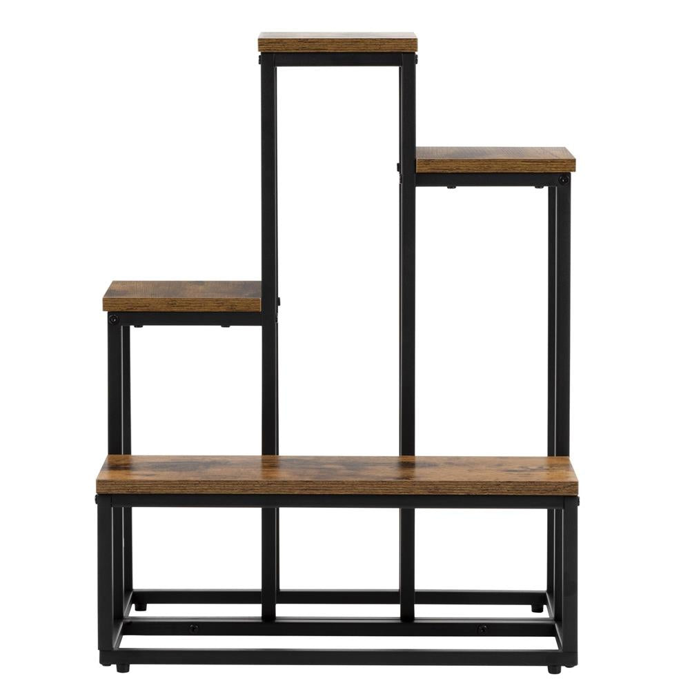 Etajera cu 4 rafturi din metal si MDF, 51x34x67 cm, negru si maro