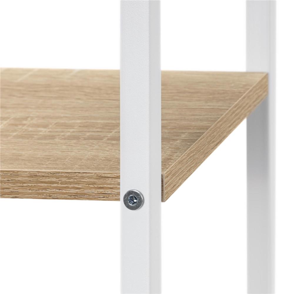 Etajera cu 6 rafturi din metal si MDF, 60x20x113 cm, alb si maro