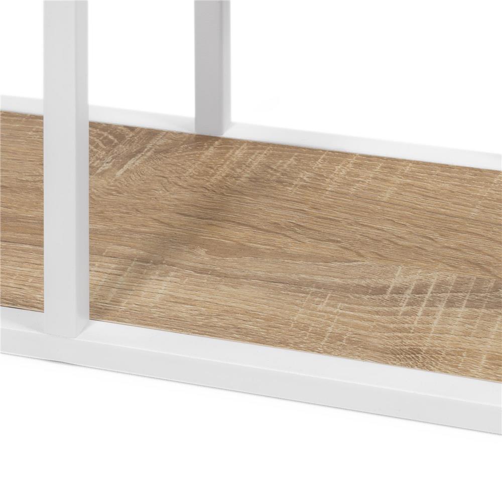 Etajera cu 6 rafturi din metal si MDF, 60x20x113 cm, alb si maro
