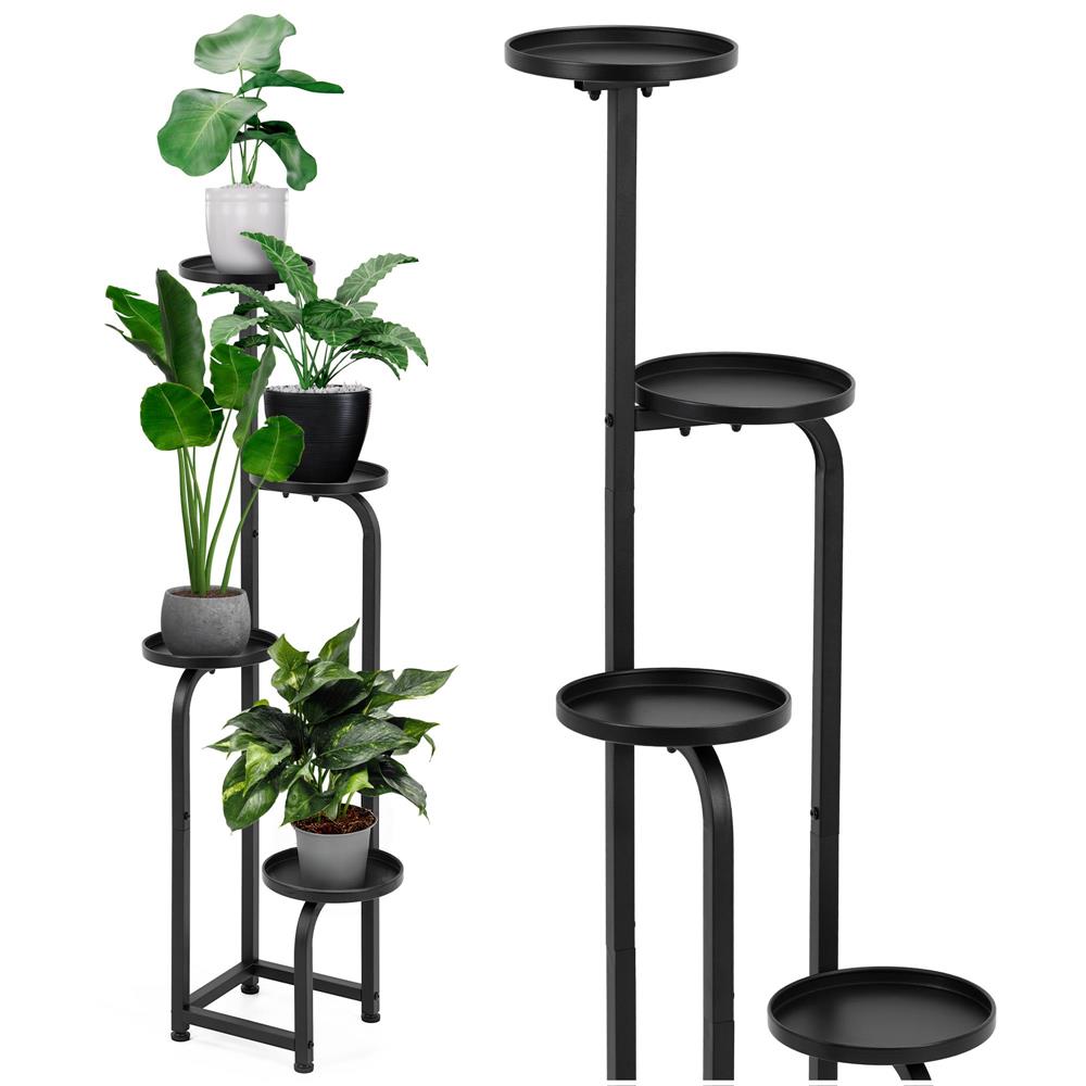 Etajera metalica cu 4 niveluri, structura solida, stil industrial, 22x22x115 cm, negru