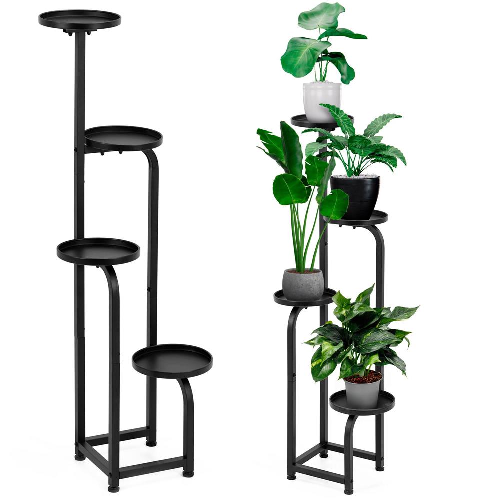 Etajera metalica cu 4 niveluri, structura solida, stil industrial, 22x22x115 cm, negru