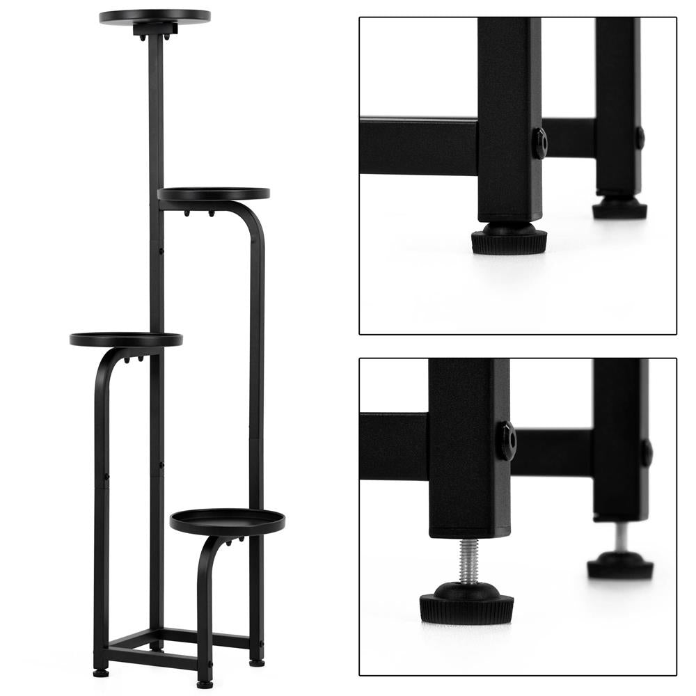 Etajera metalica cu 4 niveluri, structura solida, stil industrial, 22x22x115 cm, negru