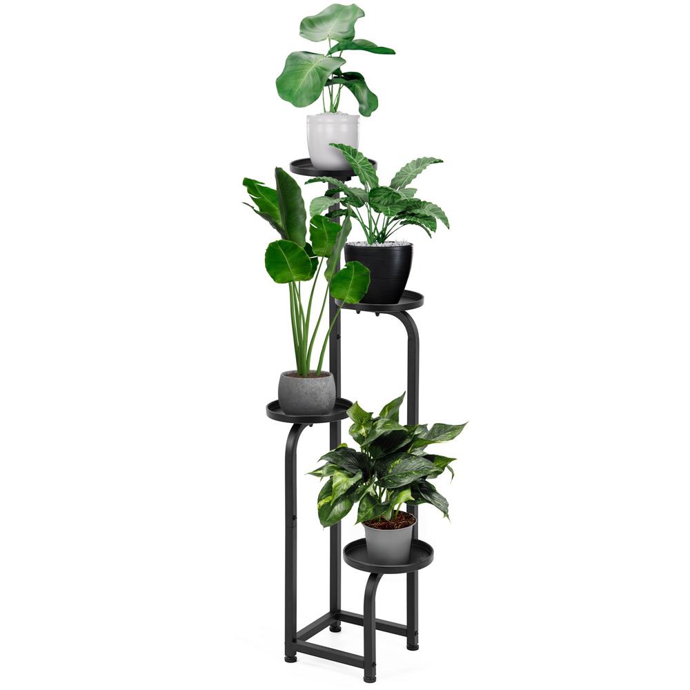 Etajera metalica cu 4 niveluri, structura solida, stil industrial, 22x22x115 cm, negru