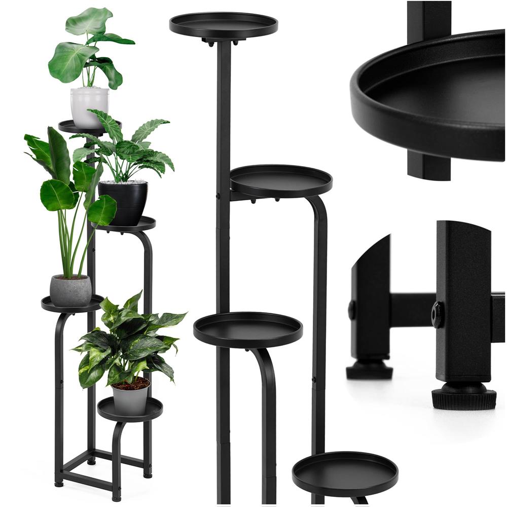 Etajera metalica cu 4 niveluri, structura solida, stil industrial, 22x22x115 cm, negru