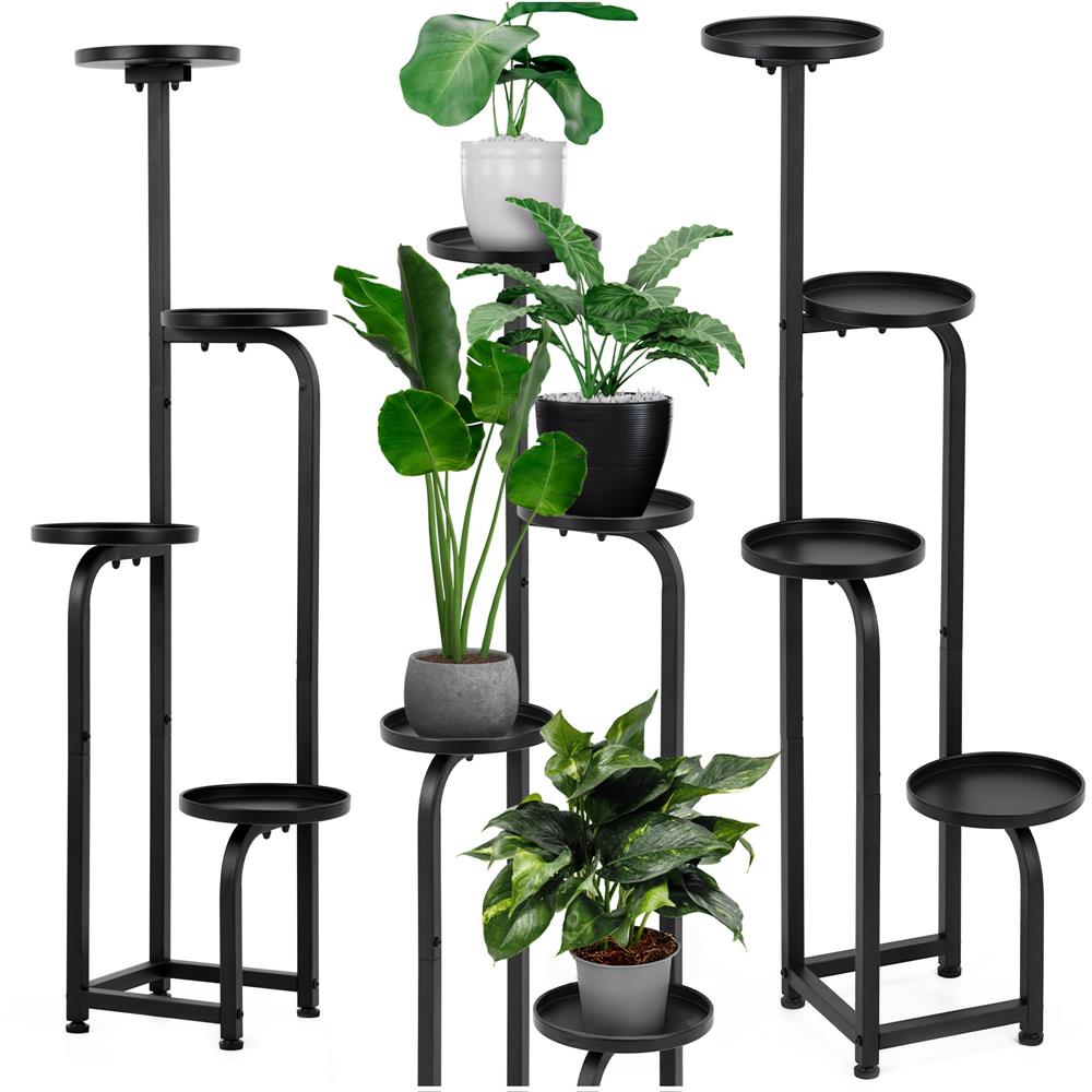 Etajera metalica cu 4 niveluri, structura solida, stil industrial, 22x22x115 cm, negru