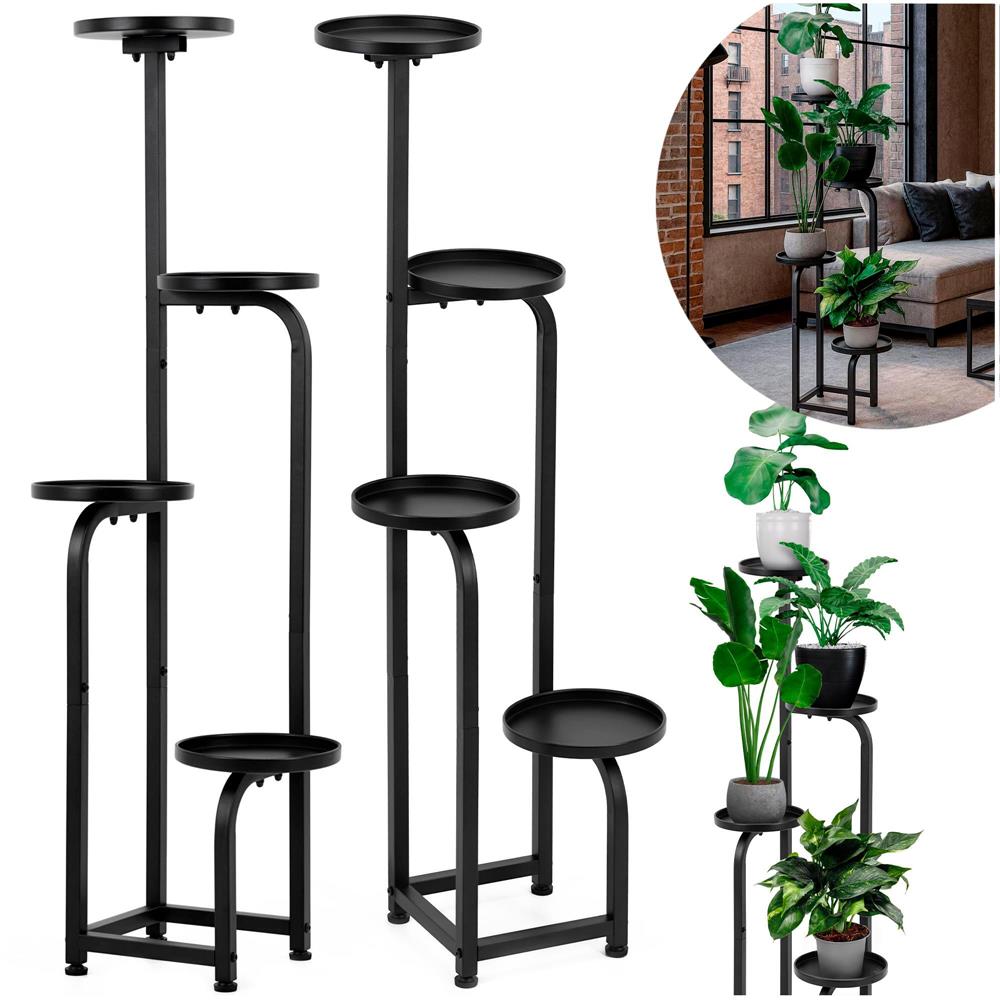 Etajera metalica cu 4 niveluri, structura solida, stil industrial, 22x22x115 cm, negru