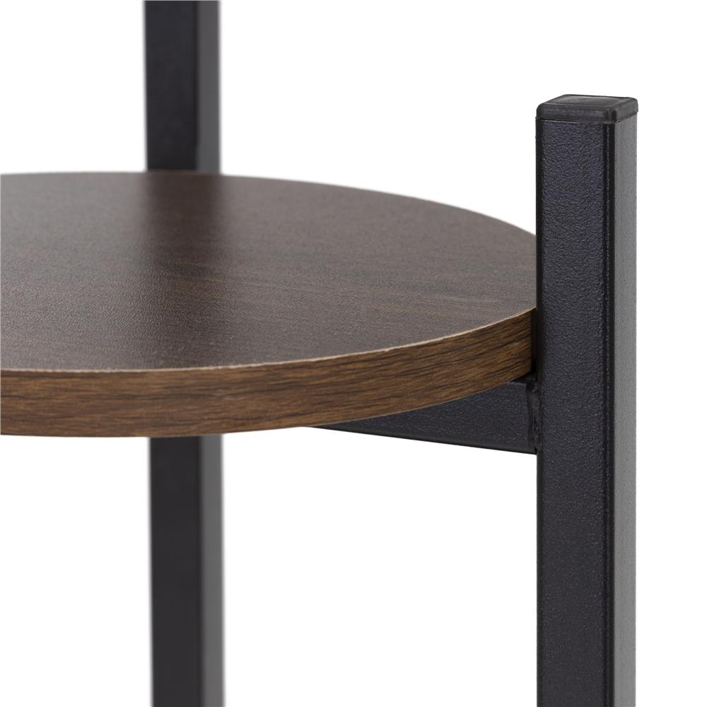 Suport pentru flori, rotund cu 3 polite, structura metalica si MDF, 32x32x81 cm, negru