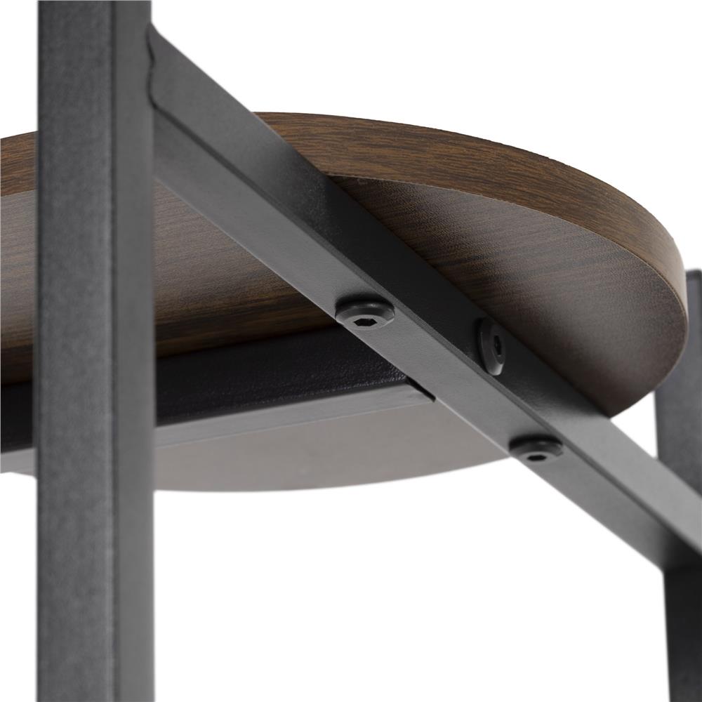 Suport pentru flori, rotund cu 3 polite, structura metalica si MDF, 32x32x81 cm, negru