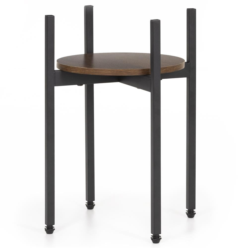 Suport metalic pentru floare, cu polita rotunda din MDF, 32x32x43 cm, negru