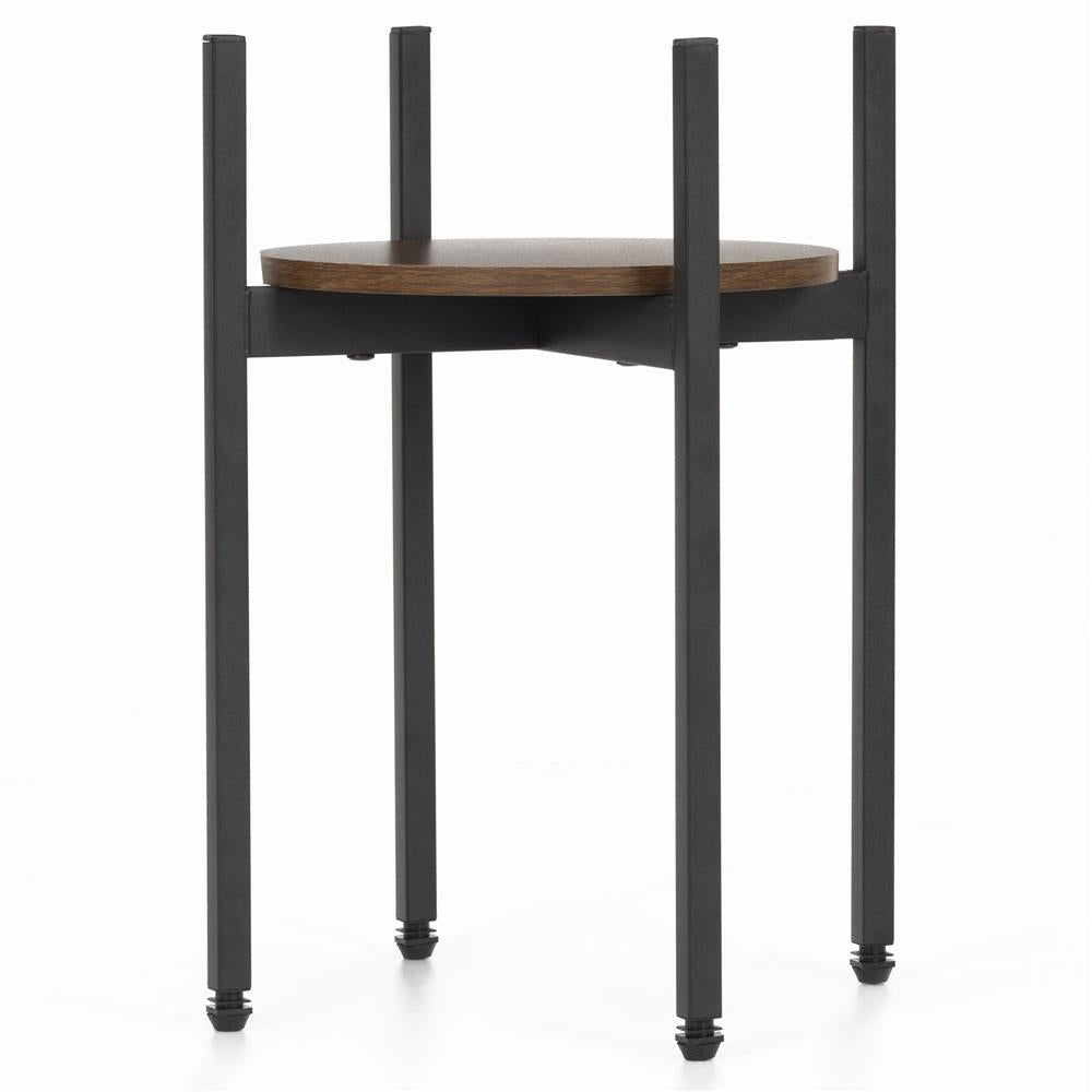 Suport metalic pentru floare, cu polita rotunda din MDF, 32x32x43 cm, negru
