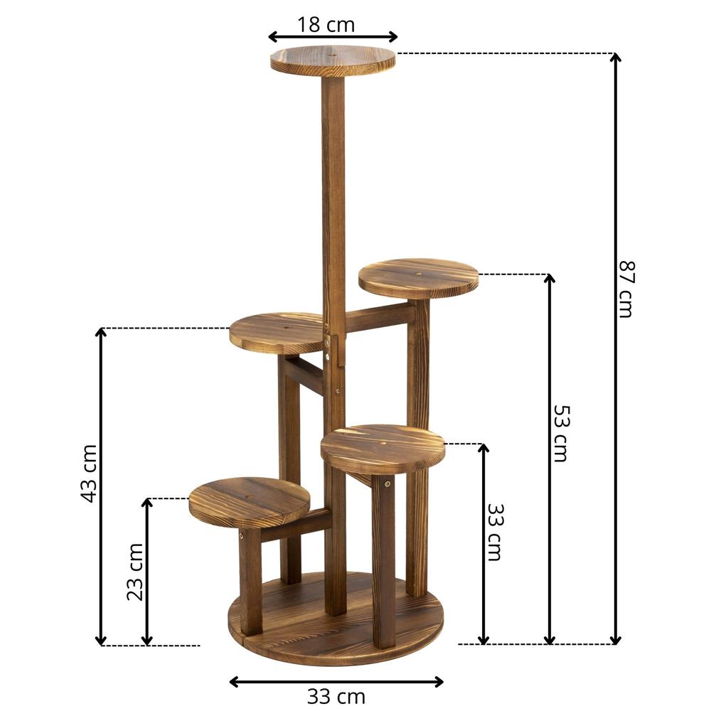 Suport pentru flori, din lemn si MDF, 6 niveluri pentru ghivece, 48x48x87 cm, maro