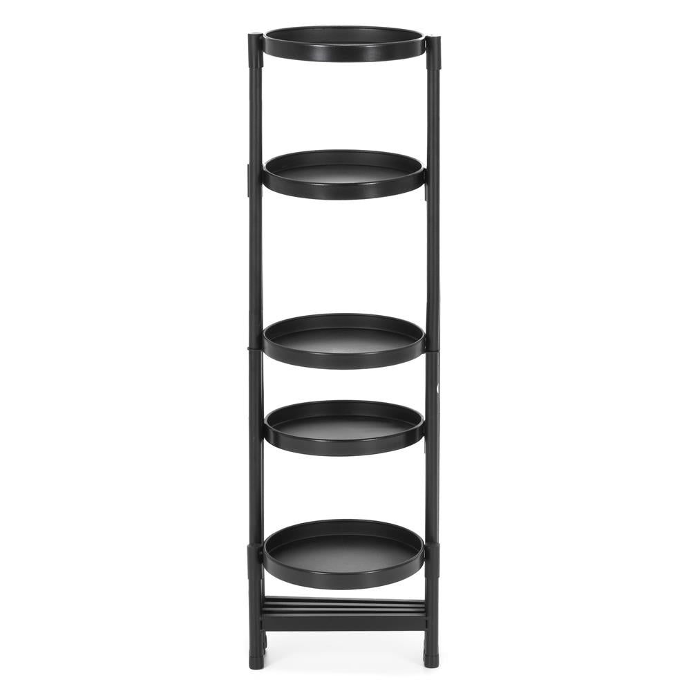 Suport metalic pentru flori cu 5 niveluri, structura pliabila, 48x48x79 cm, negru