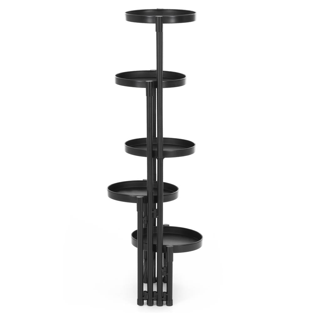 Suport metalic pentru flori cu 5 niveluri, structura pliabila, 48x48x79 cm, negru