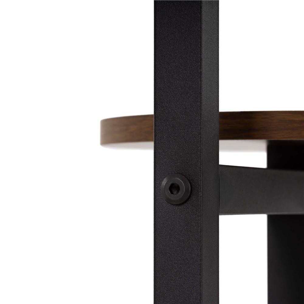 Suport pentru flori cu 5 polite din lemn, structura metal verticala, 33x33x86 cm, negru