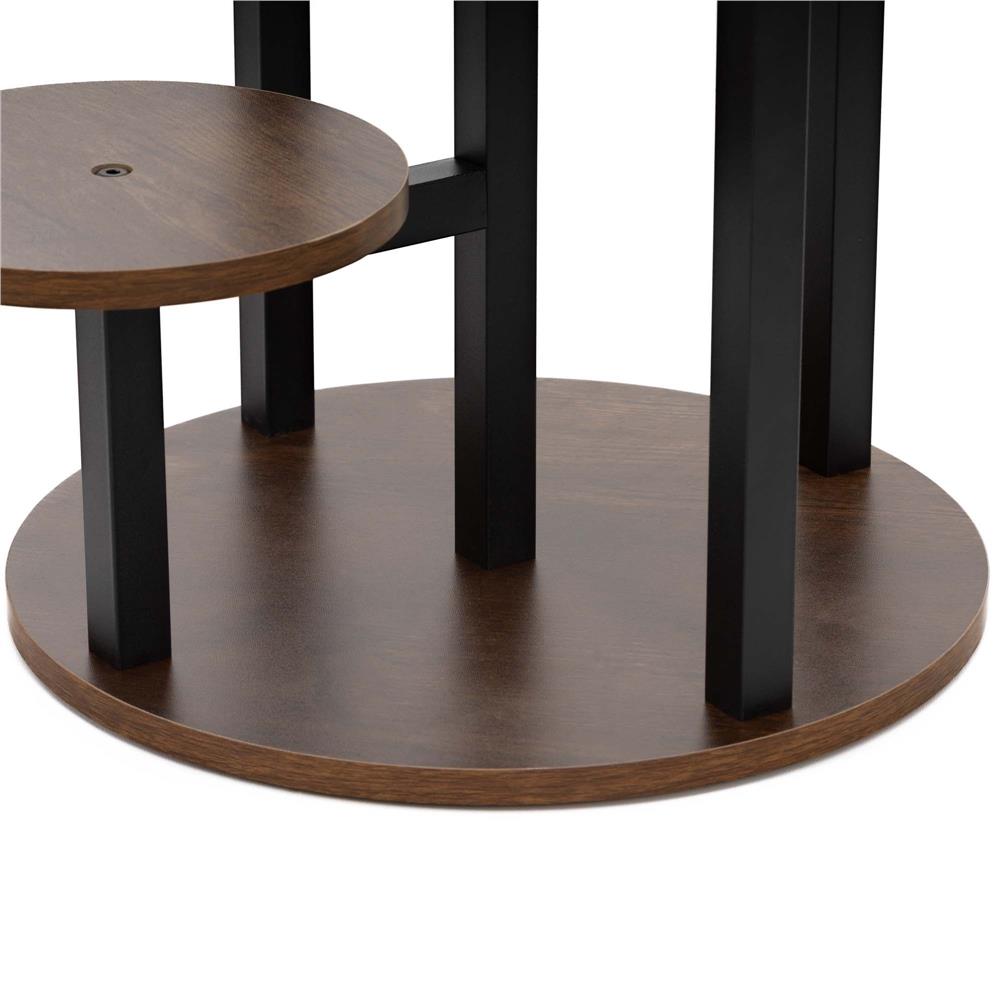 Suport pentru flori cu 5 polite din lemn, structura metal verticala, 33x33x86 cm, negru