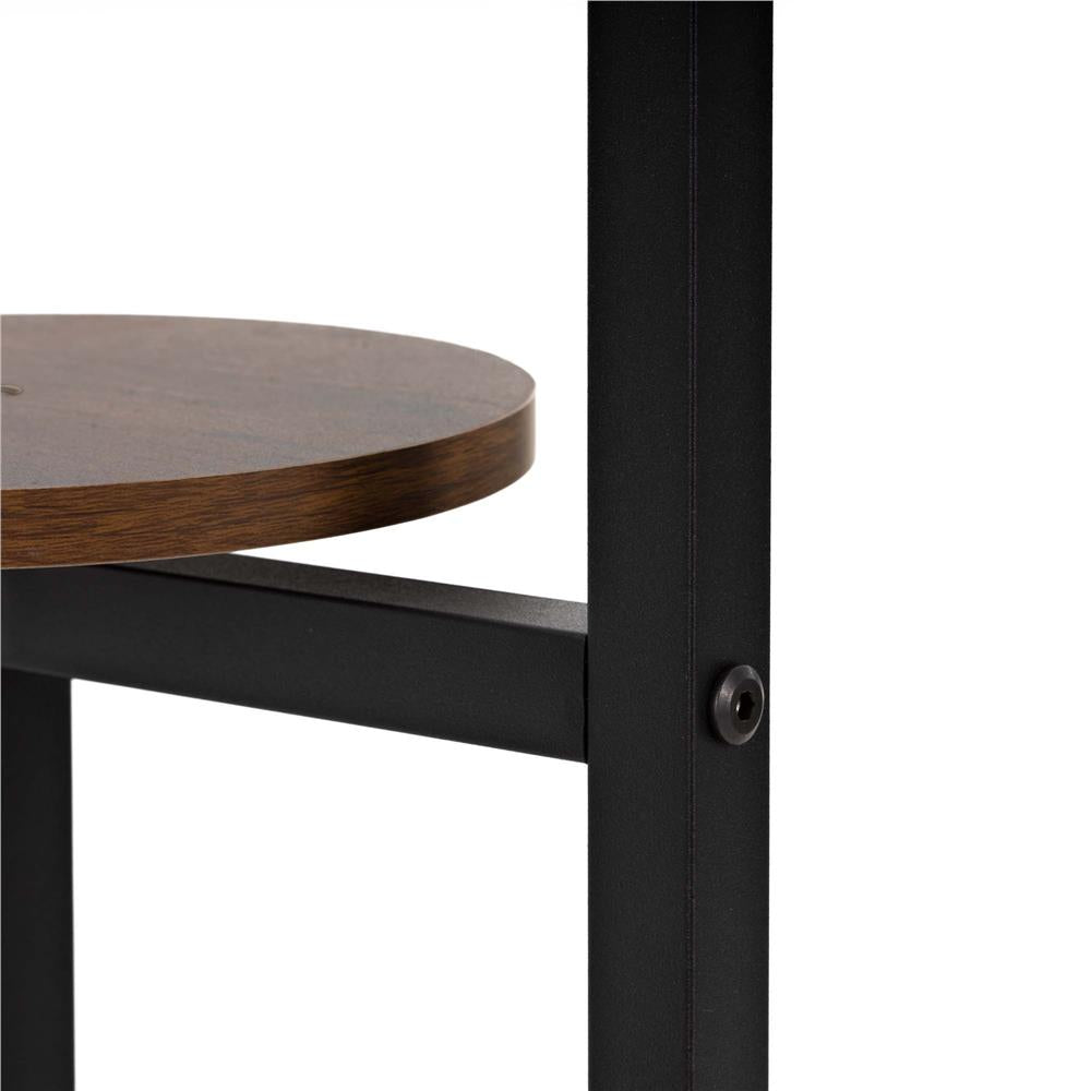 Suport pentru flori cu 5 polite din lemn, structura metal verticala, 33x33x86 cm, negru