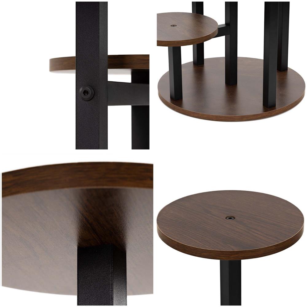 Suport pentru flori cu 5 polite din lemn, structura metal verticala, 33x33x86 cm, negru