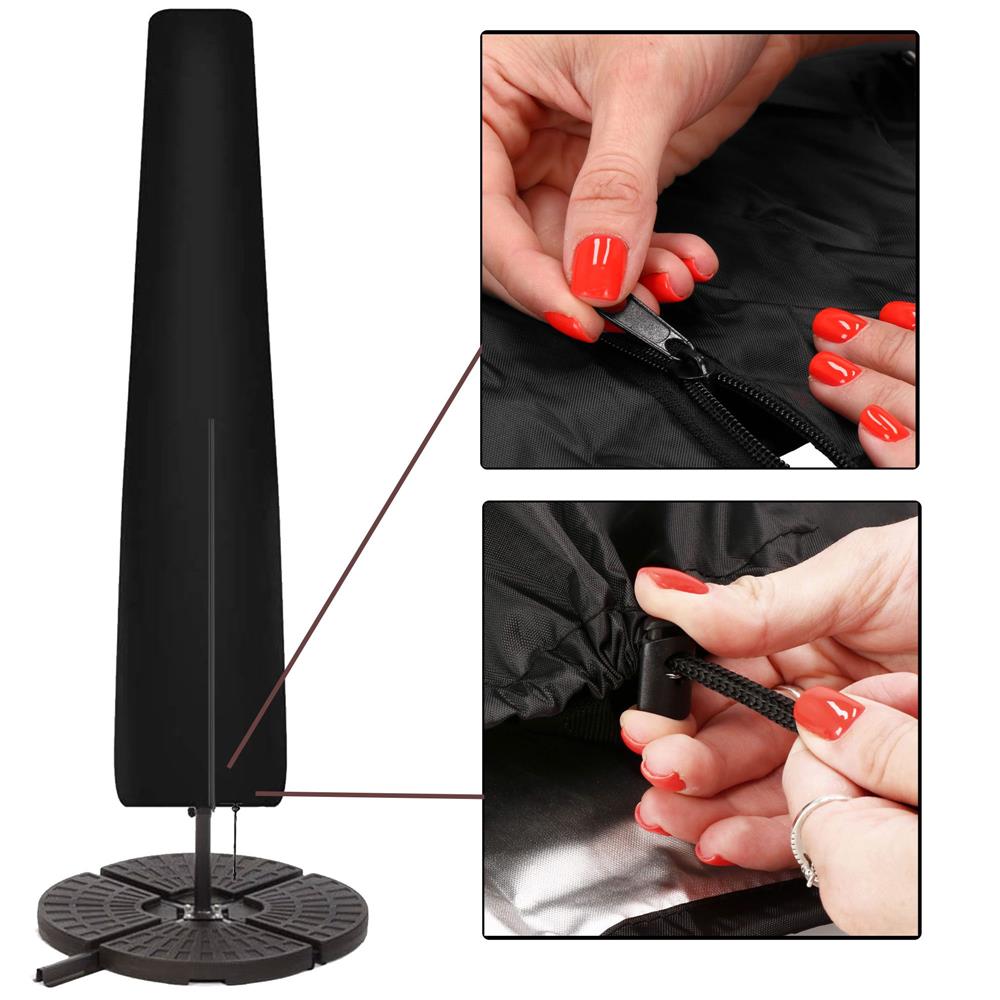Husa protectie pentru umbrela de gradina, impermeabila, cu fermoar si snur reglabil, 205 cm, negru
