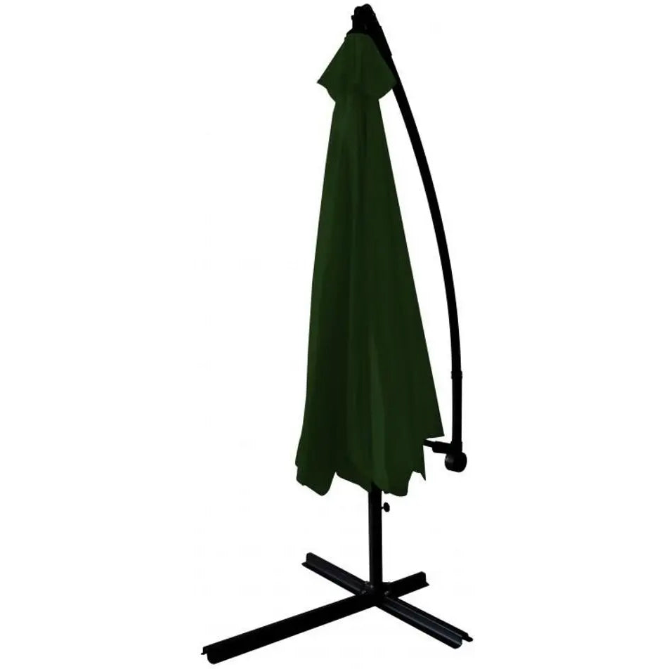 Umbrela gradina tip banana cu mecanism inclinare, impermeabila, diametru 300 cm, husa inclusa, verde