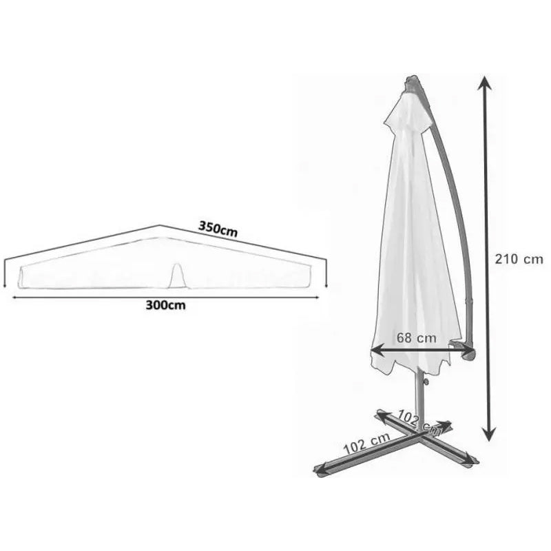 Umbrela gradina tip banana cu mecanism inclinare, impermeabila, diametru 300 cm, husa inclusa, verde