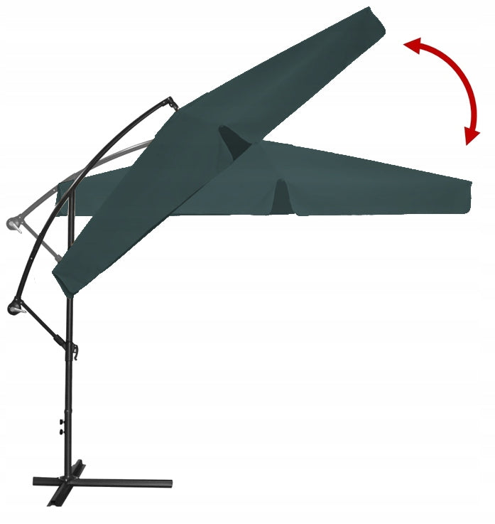 Umbrela gradina tip banana cu mecanism inclinare, impermeabila, diametru 300 cm, husa inclusa, verde