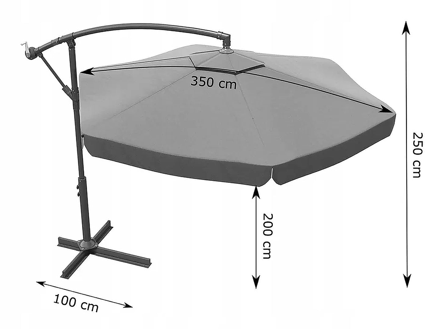 Umbrela gradina cu inclinare reglabila, cupola cu protectie UV, husa protectie, diametru 300 cm, gri