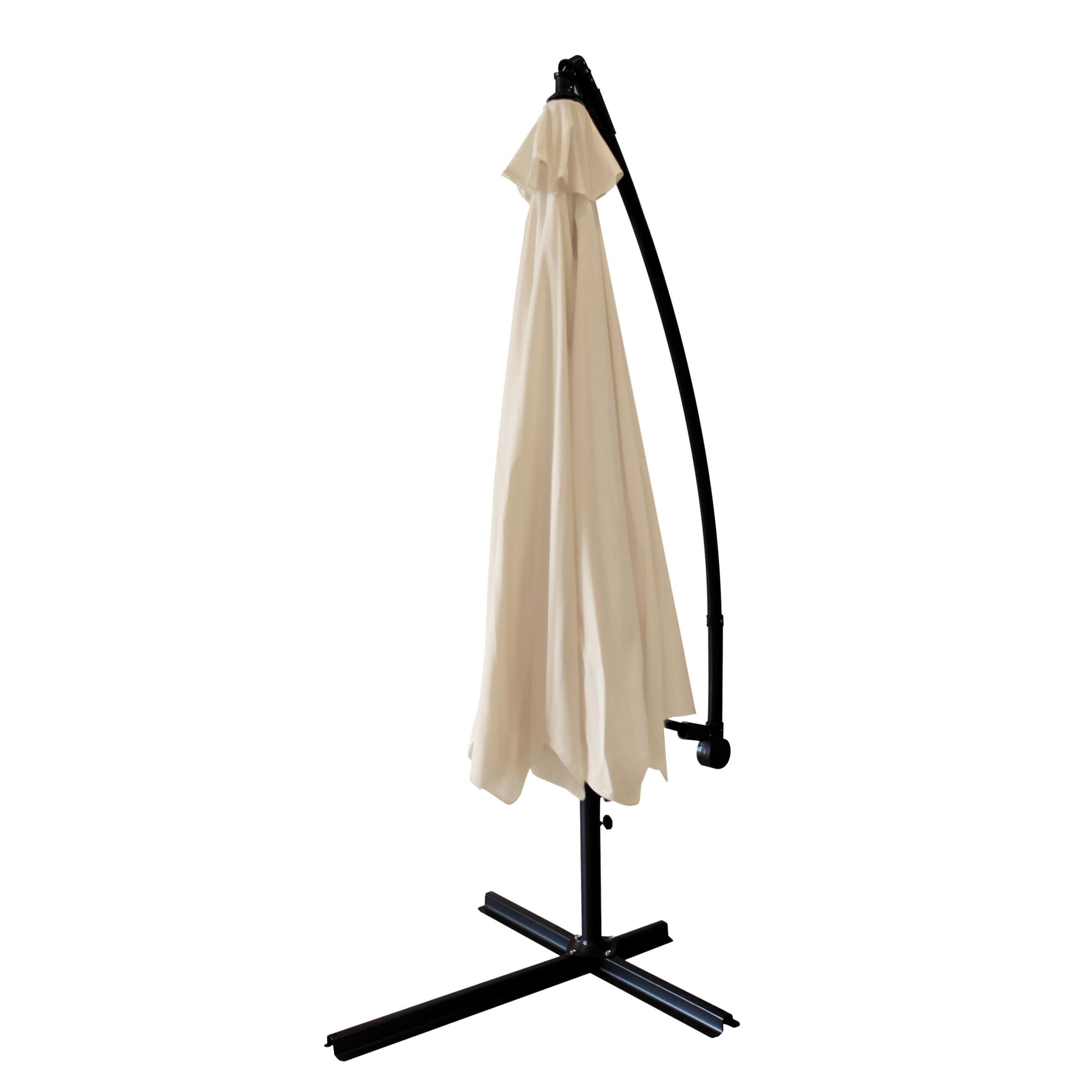 Umbrela gradina tip banana cu mecanism inclinare, impermeabila, diametru 300 cm, husa inclusa, bej