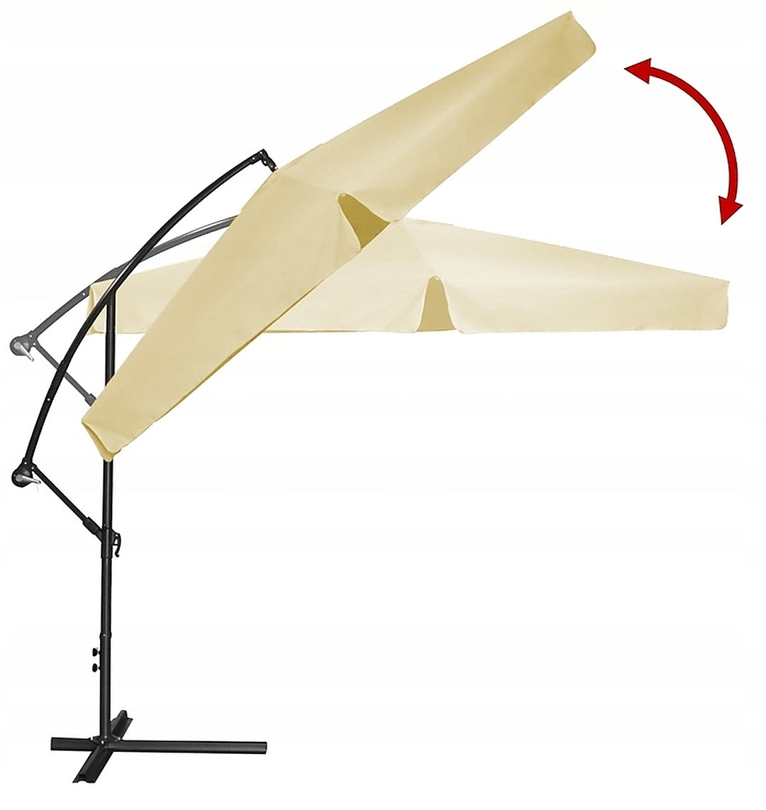 Umbrela gradina tip banana cu mecanism inclinare, impermeabila, diametru 300 cm, husa inclusa, bej