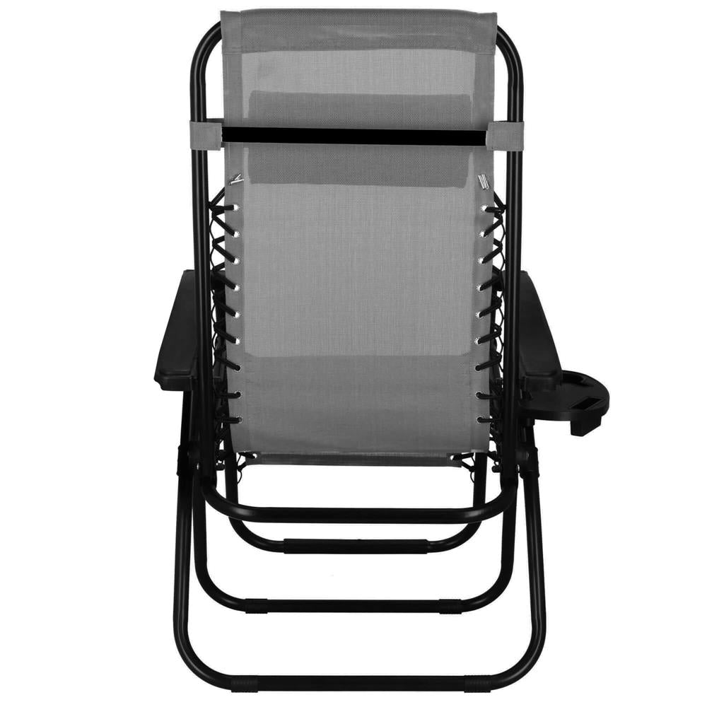 Sezlong scaun pliant plaja sau gradina, Siesta, gravitatie zero, cu tetiera, 175x67x110 cm, gri