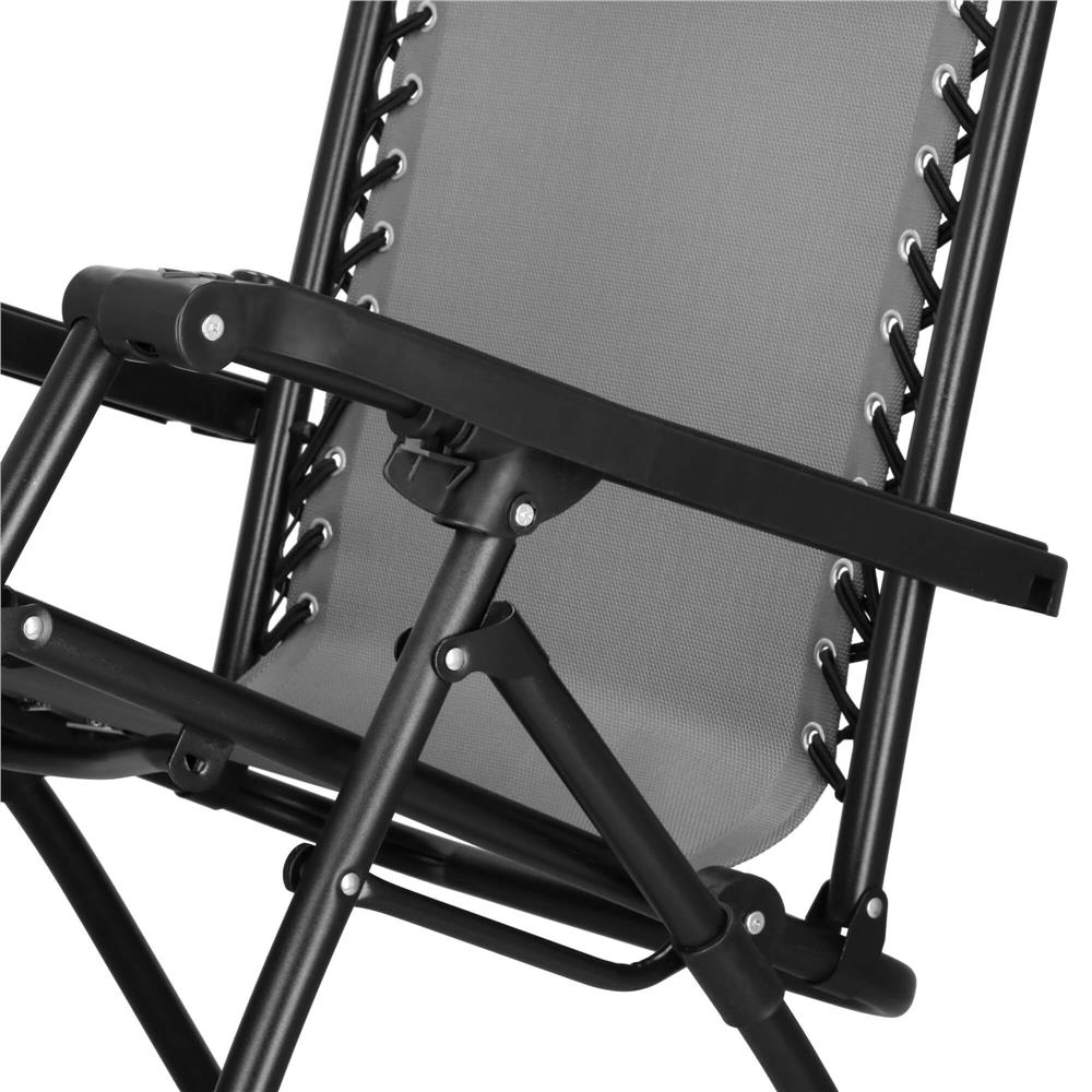 Sezlong scaun pliant plaja sau gradina, Siesta, gravitatie zero, cu tetiera, 175x67x110 cm, gri