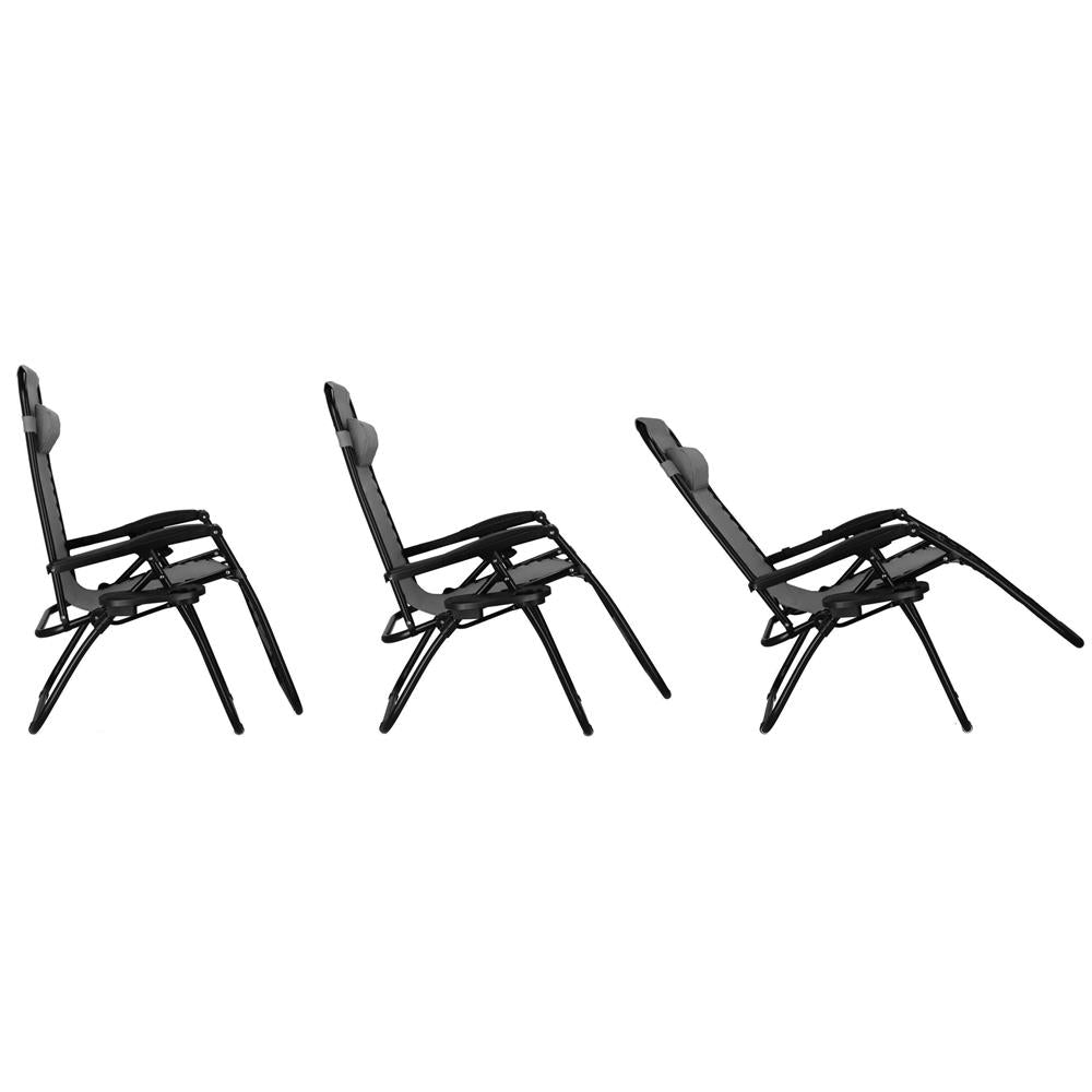 Sezlong scaun pliant plaja sau gradina, Siesta, gravitatie zero, cu tetiera, 175x67x110 cm, gri
