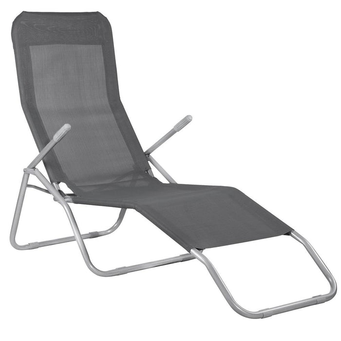 Sezlong pliabil Zero Gravity cu sezut din textilene, capacitate 120 kg, 60x185x96 cm, gri - BazarOltenia
