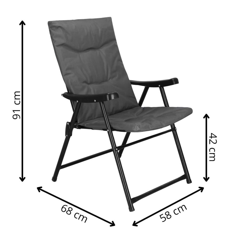 Scaun pliabil pentru terasa sau camping, sezut si spatar cu burete, maxim 120kg, gri - 3