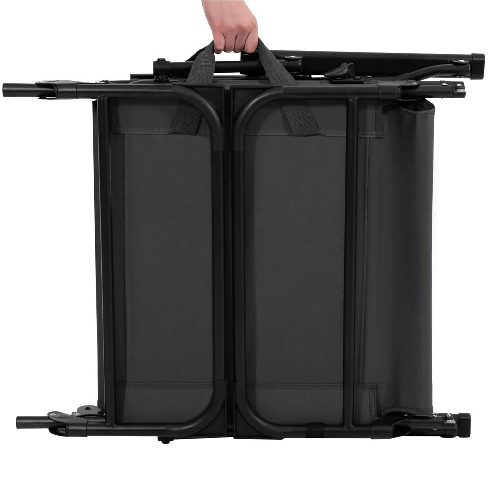 Fotoliu pliabil 2 in 1 tip sezlong, cu 5 pozitii, structura metalica si saltea inclusa, 180x58x89 cm, gri