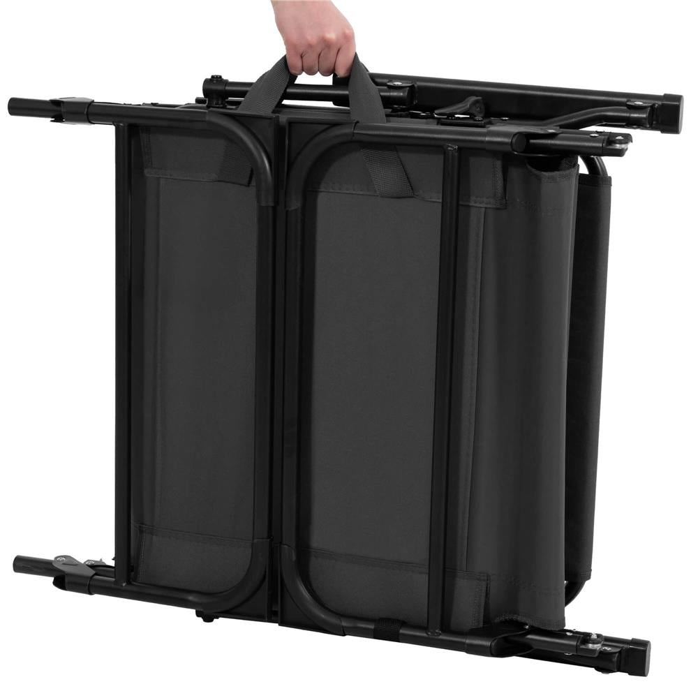 Fotoliu pliabil 2 in 1 tip sezlong, cu 5 pozitii, structura metalica si saltea inclusa, 180x58x89 cm, gri