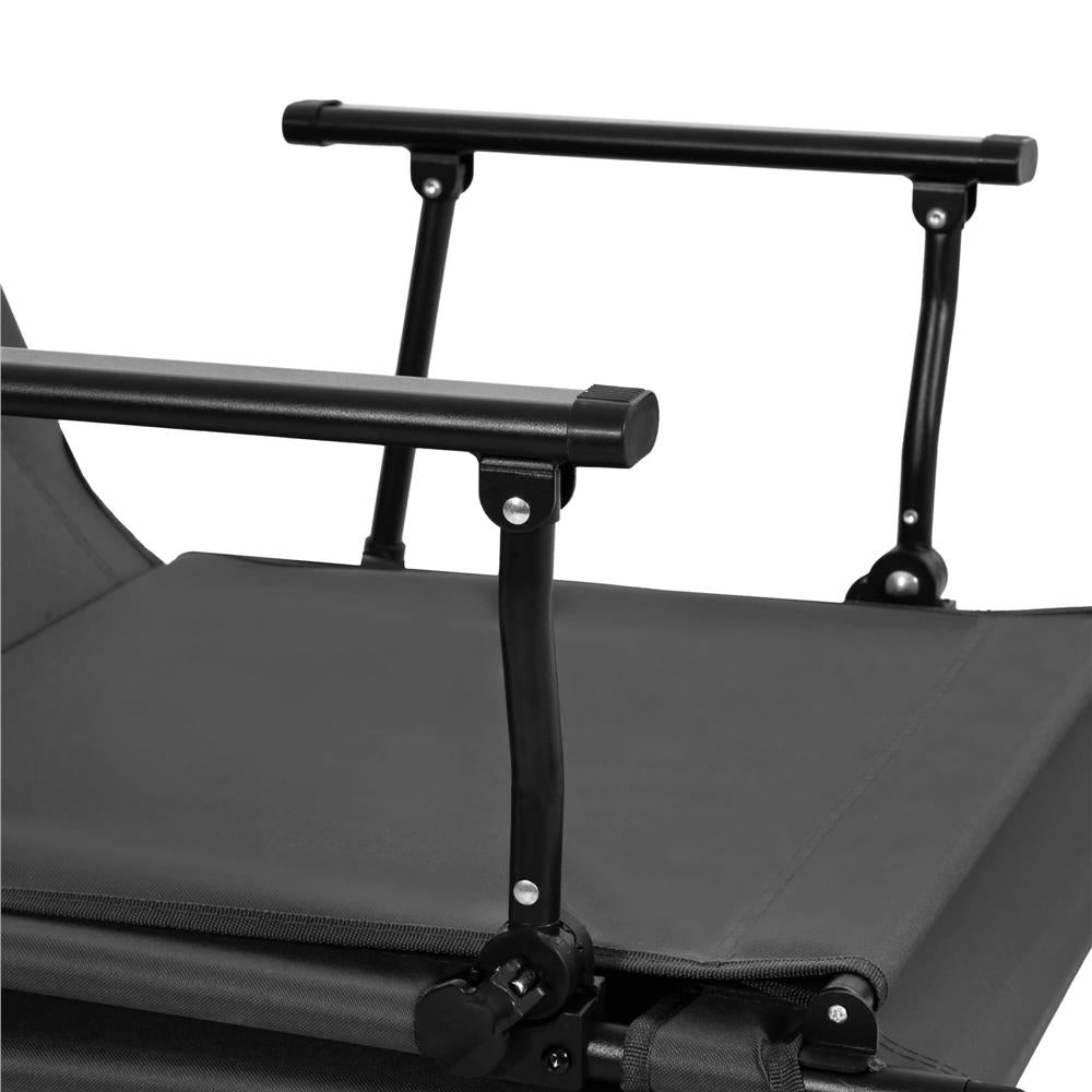 Fotoliu pliabil 2 in 1 tip sezlong, cu 5 pozitii, structura metalica si saltea inclusa, 180x58x89 cm, gri