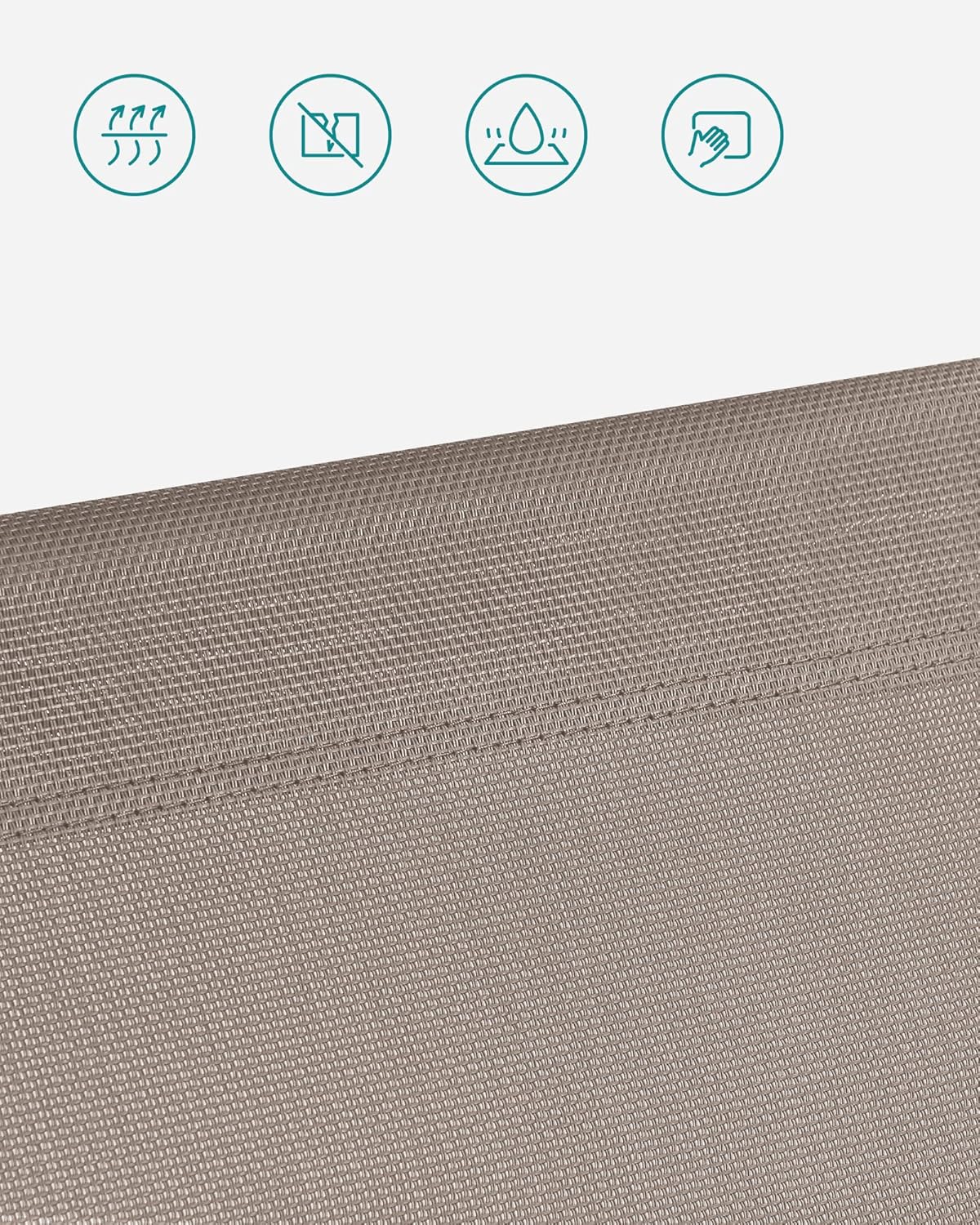 SONGMICS Sezlong pliabil, cu parasolar, spatar reglabil in 5 pozitii, maxim 150kg, 193x55x31cm, taupe