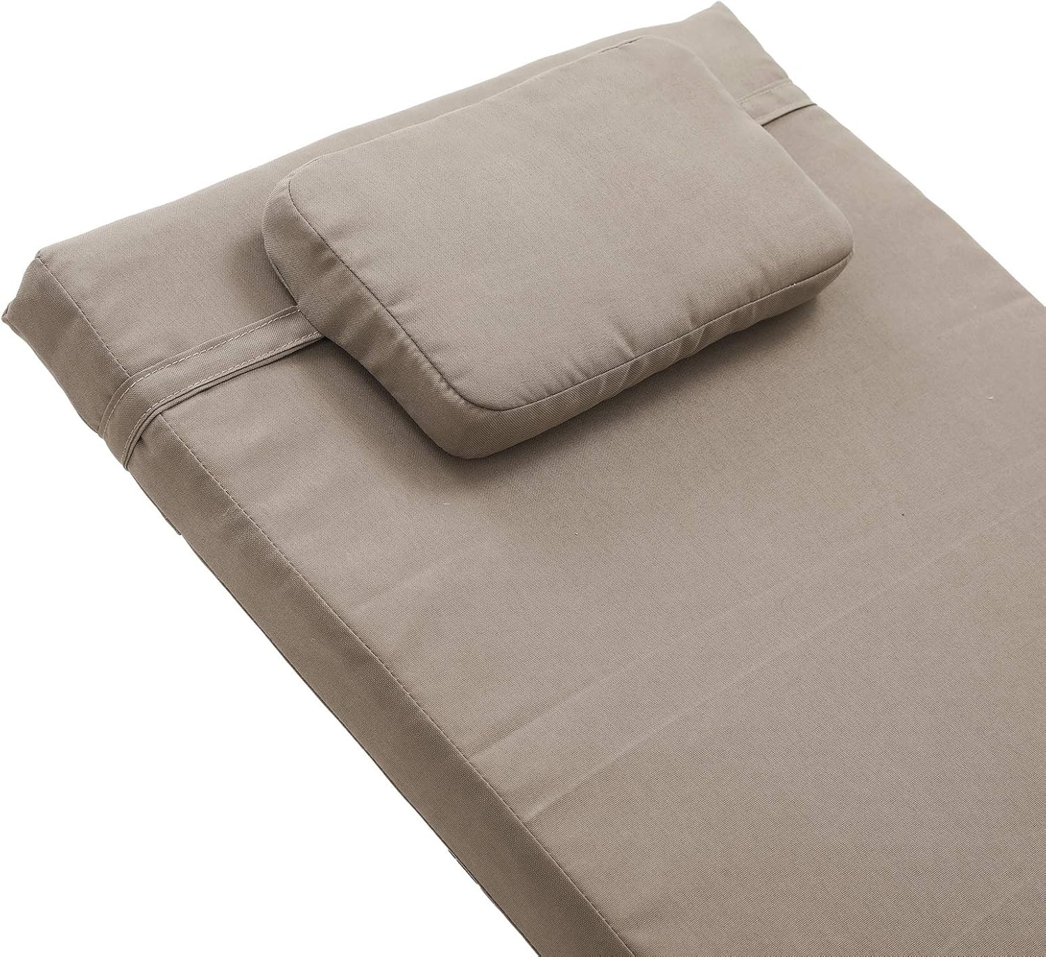 SONGMICS Sezlong gradina cu saltea groasa si tetiera, ratan PE si metal, maxim 150 kg, 195x65x40 cm, maro